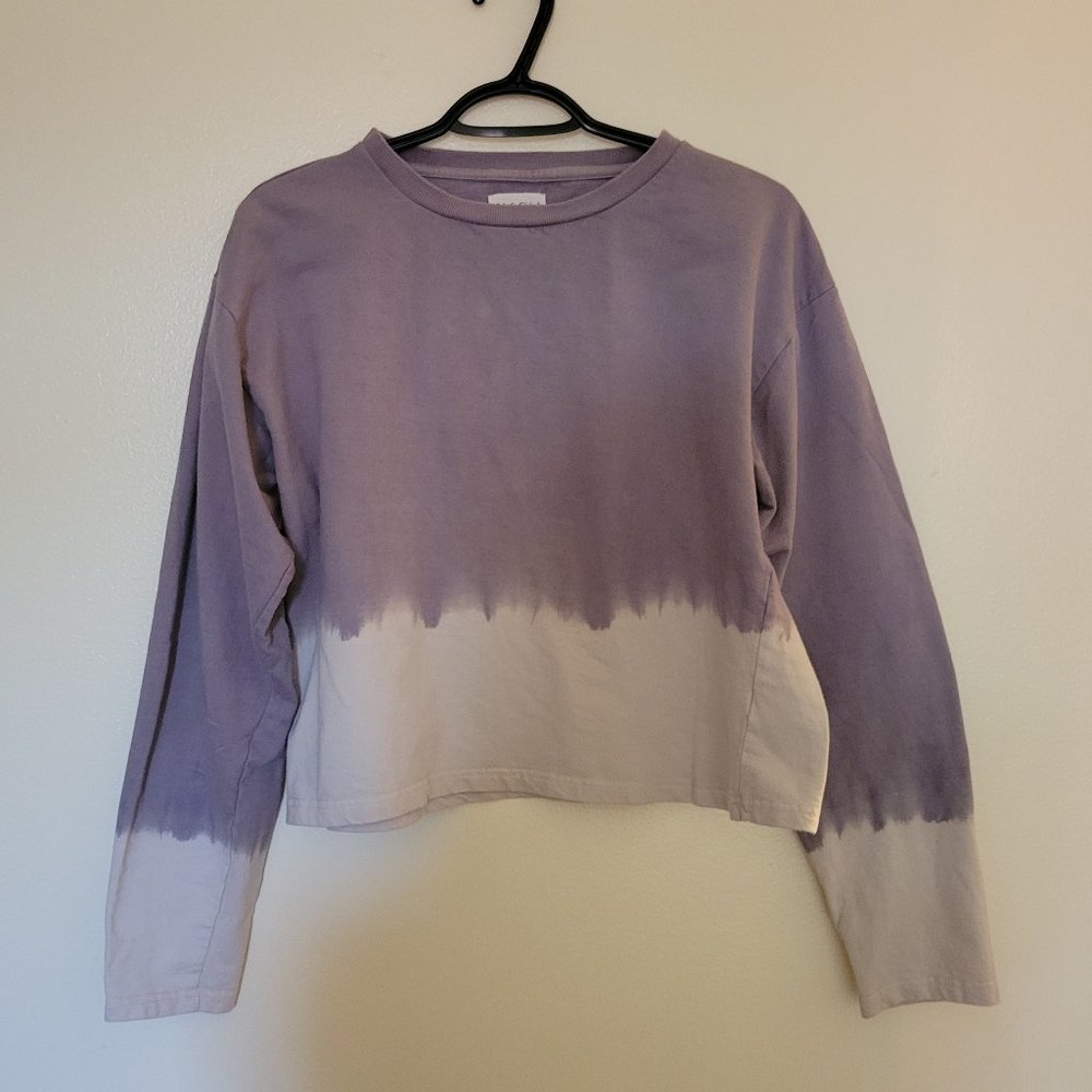 Purple and gray tye dye long sleeve crop top
